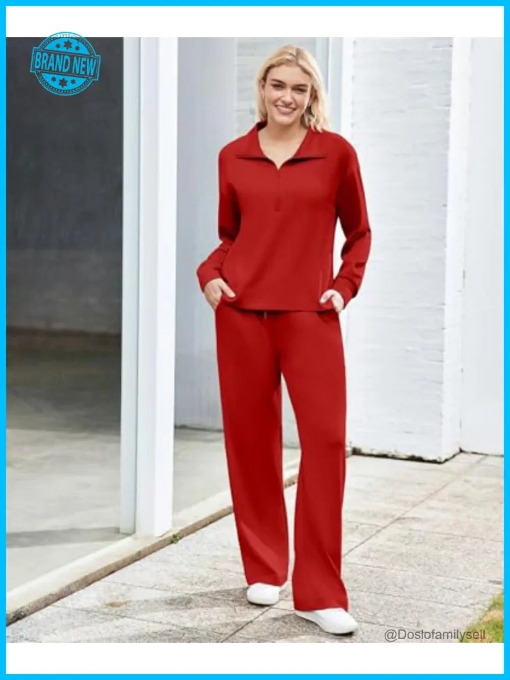 2 Piece Sweatsuit Set Women Half Zip Matching Lounge Outfit